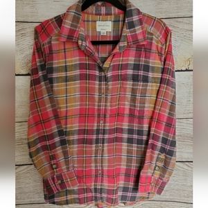 American Eagle Plaid Boyfriend Fit Flannel Shirt Size Small